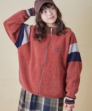 モールヤーン ニット ライン入り トラックジャケット