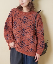 モール ジャガード ニット ラグラン プルオーバー