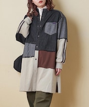 8オンス デニム × スウェット リメイク風 チュニック シャツワンピース