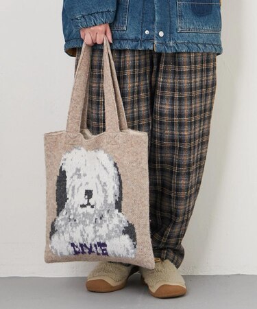 リサイクル ニット アニマル柄 ジャガード トートバッグ