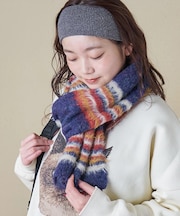 ループヤーン × シャギーヤーン ニット マルチボーダー マフラー