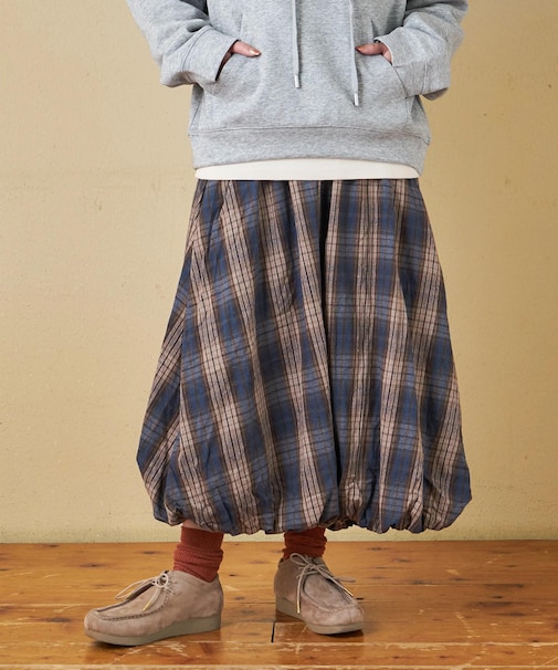 チェック バルーンスカート