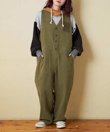 ピーチツイル × コーデュロイ サロペットパンツ