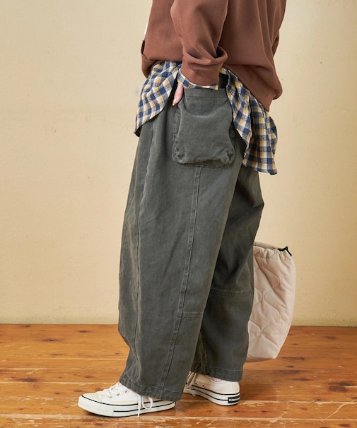 ピーチツイル 立体 ポケット バルーンパンツ