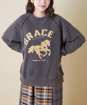 パウダー加工 裏毛 ラグランスリーブ プルオーバー