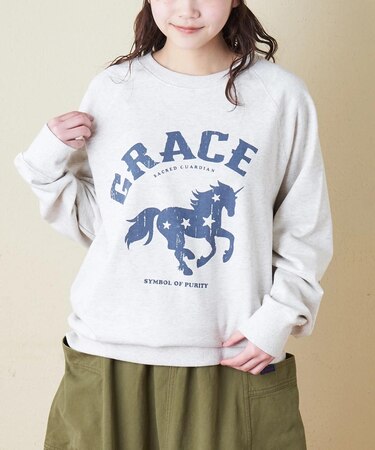 パウダー加工 裏毛 ラグランスリーブ プルオーバー