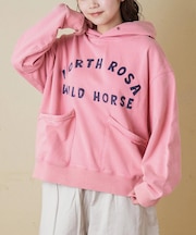 パウダー加工 裏毛 パッチポケット プルオーバーパーカー