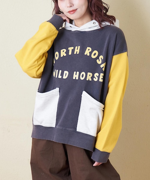 パウダー加工 裏毛 パッチポケット プルオーバーパーカー｜キューブ