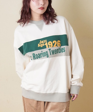 裏毛 身頃切替 クルーネック プルオーバー スウェット