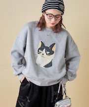 CVC ガーゼ裏毛 裏起毛 スウェット アニマルプリント プルオーバー