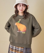 CVC ガーゼ裏毛 裏起毛 スウェット アニマルプリント プルオーバー