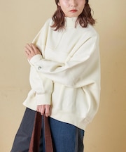 CVC ガーゼ裏毛 裏起毛 スウェット 変形 ドルマン ハーフジップ プルオーバー