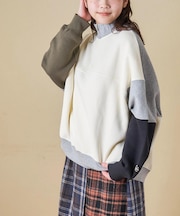 CVC ガーゼ裏毛 裏起毛 スウェット 変形 ドルマン ハーフジップ プルオーバー