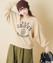 30/10裏毛 パウダー加工 スウェット ラグラン 切替 プルオーバー