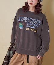 裏毛 パウダー加工 スウェット プリント & 刺繍 プルオーバー