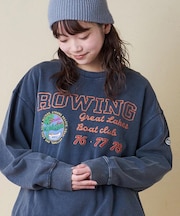 裏毛 パウダー加工 スウェット プリント & 刺繍 プルオーバー