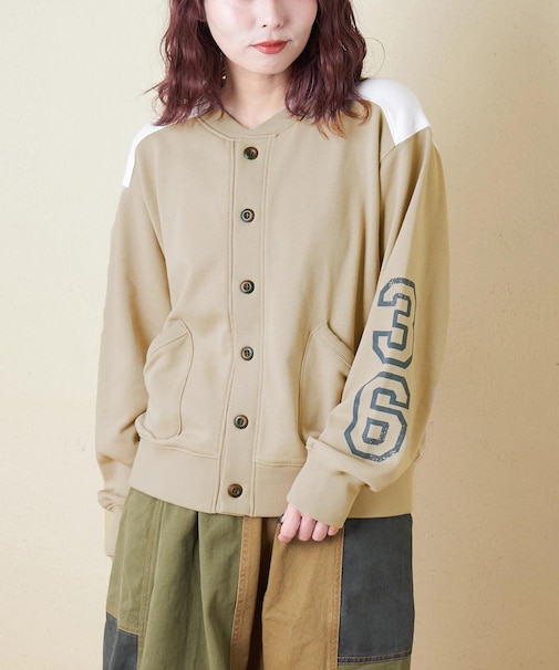 TC裏毛 スウェット 配色 カーディガン