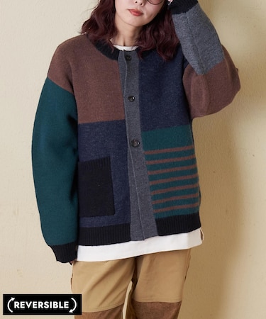 アンチピリング ニット リバーシブル カーディガン