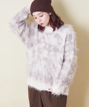 シャギー ニット クルーネック プルオーバー