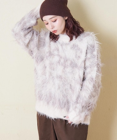 シャギー ニット クルーネック プルオーバー