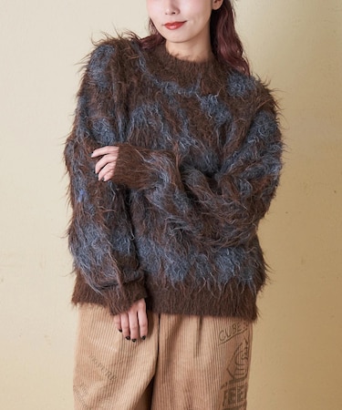 シャギー ニット クルーネック プルオーバー