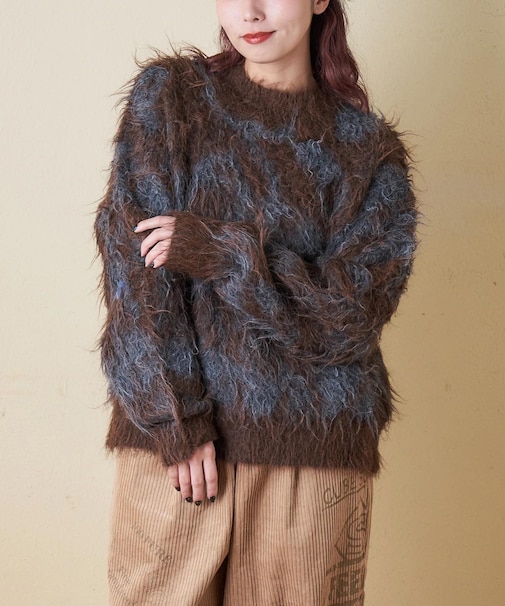 シャギー ニット クルーネック プルオーバー