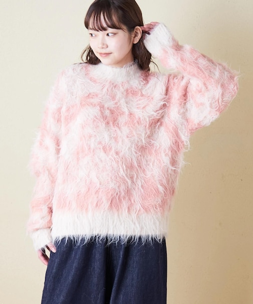 シャギー ニット クルーネック プルオーバー