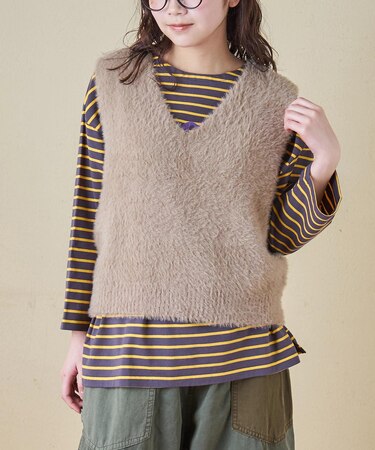 シャギー ニット Vネック ベスト