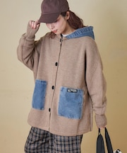 デニム × ニット フード ジャケット