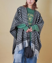 千鳥格子 フリンジ ショール