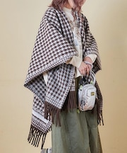 千鳥格子 フリンジ ショール