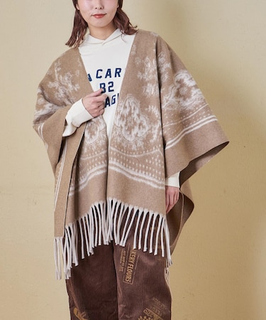 ペイズリー柄 フリンジ ショール