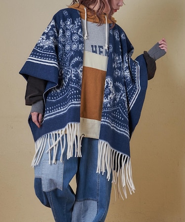 ペイズリー柄 フリンジ ショール