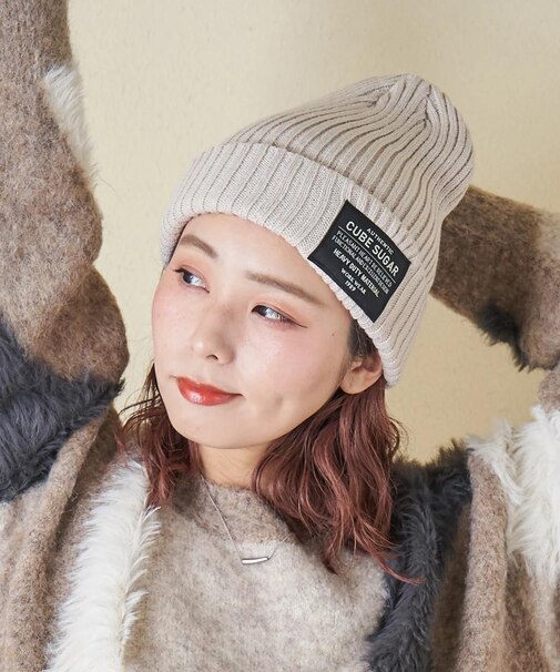 リブ編み ニット キャップ