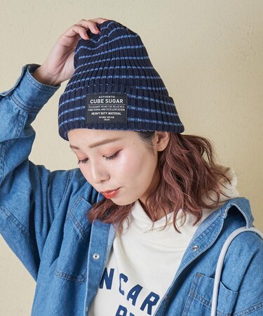 リブ編み ニット キャップ