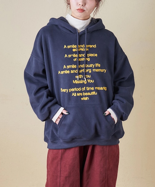 WEB限定 evo. (エボ) 裏フリース スウェット チェーン刺繍 プルオーバーパーカー