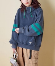 裏毛 パウダー加工 スウェット ライン入り プルオーバーパーカー