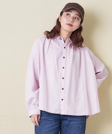 ソフトツイル 無地 ギャザーシャツ