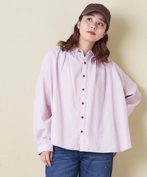ソフトツイル 無地 ギャザーシャツ