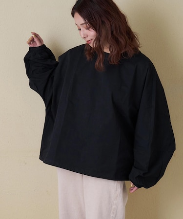 リブ使い ドルマン プルオーバーシャツ