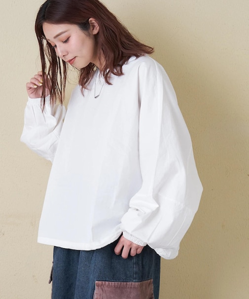 リブ使い ドルマン プルオーバーシャツ