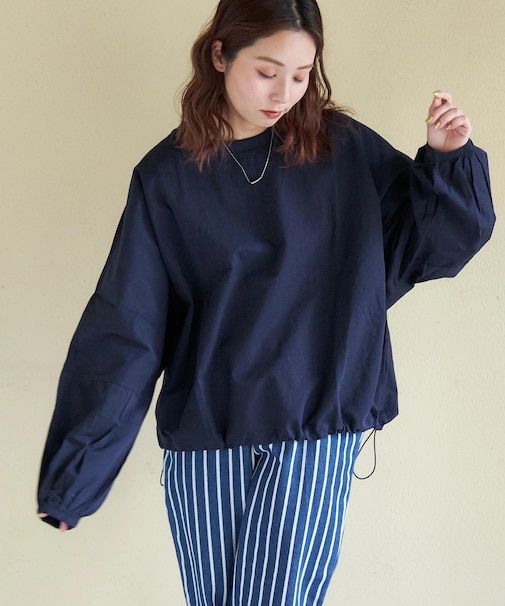 リブ使い ドルマン プルオーバーシャツ