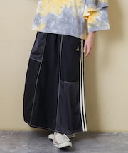 ナイロン × ジャージー ライン ギャザースカート