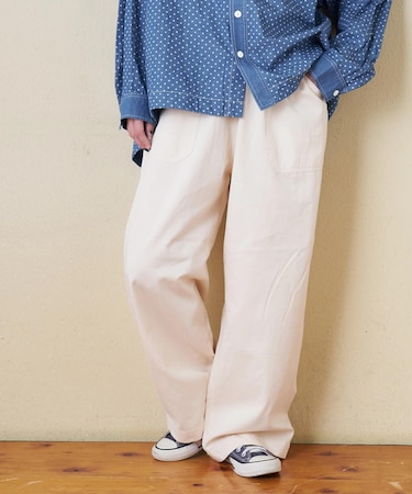 コットン ツイル ワイドパンツ