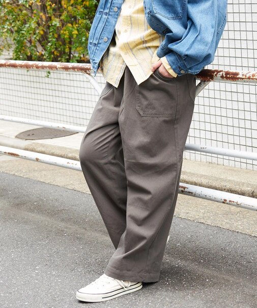 コットン ツイル ワイドパンツ