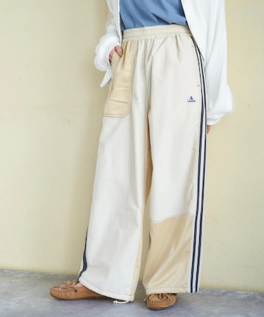 ナイロン × ジャージー ライン トラックパンツ