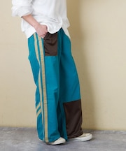 ナイロン × ジャージー ライン トラックパンツ