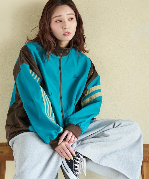 ナイロン × ジャージー ライン トラックジャケット