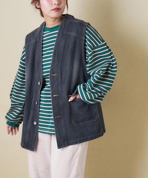 11オンス デニム Vネック ベスト