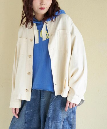 コットン ツイル ノーカラー バルーン ジャケット